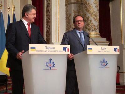 Президенты Украины и Франции подтвердили: снятие санкций с РФ возможно лишь после урегулирования конфликта на Донбассе.